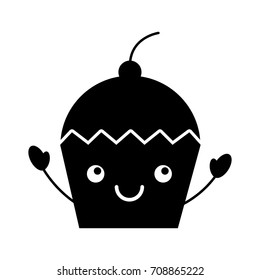 cartoon cupcake sweet character icon