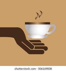 cartoon cupcake sweet with cup coffee hot icon graphic vector illustration