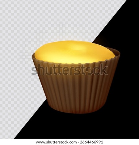 Cartoon cupcake. Sweet design. 3D render style on transparent background. For dark and bright backgrounds.