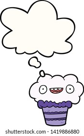 quequito de dibujos animados con burbuja de pensamientos