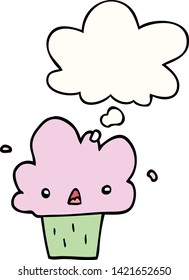 cartoon cupcake with thought bubble
