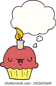 Cartoon Cupcake mit Gedankenblase