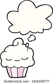 cartoon cupcake with thought bubble