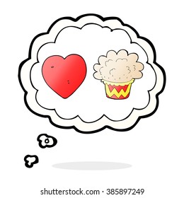 cartoon cupcake with thought bubble