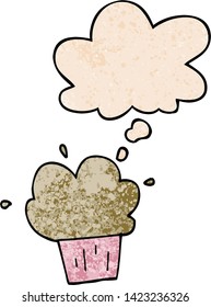 quequitos de dibujos animados con burbuja de pensamiento al estilo de textura gruesa