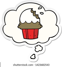 cartoon cupcake with thought bubble as a printed sticker