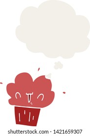 quequitos de dibujos animados con burbuja de pensamiento en estilo retro
