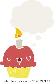 quequitos de dibujos animados con burbuja de pensamiento en estilo retro