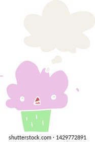 Cartoon Cupcake mit Gedankenblase im Retro-Stil