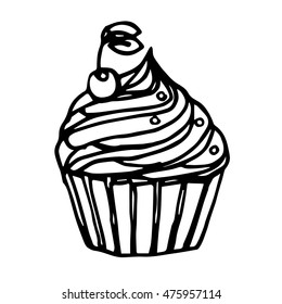 Cartoon cupcake.  Vector clip art illustration.