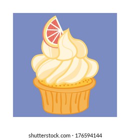 Cartoon cupcake. Vector Illustration.