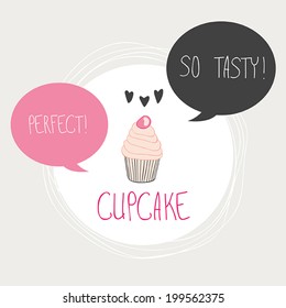 Cartoon cupcake vector illustration. 