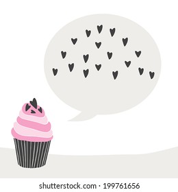 Cartoon cupcake vector illustration.