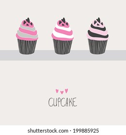 Cartoon cupcake vector illustration.