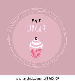 Cartoon cupcake vector illustration.