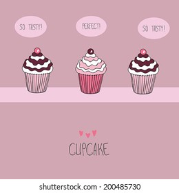 Cartoon cupcake vector illustration.