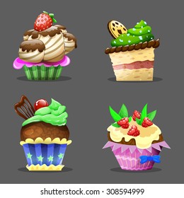 Cartoon cupcake. Vector illustration.