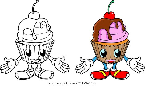 cartoon cupcake vector illustration isolated on white background