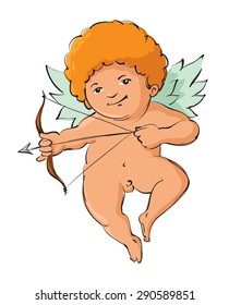 Cartoon cupid with bow and arrow