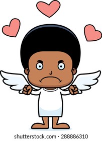 A cartoon cupid boy looking angry.