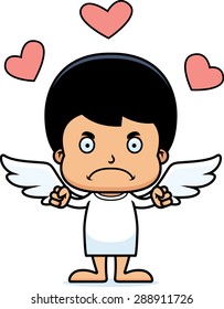 A cartoon cupid boy looking angry.