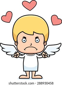 A cartoon cupid boy looking angry.