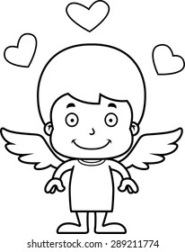 A cartoon cupid boy smiling.
