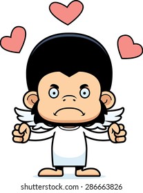 A cartoon cupid chimpanzee looking angry.