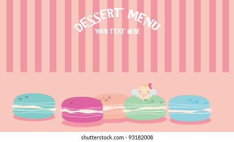 Cartoon: Cupid and dessert, pink background for typing own information