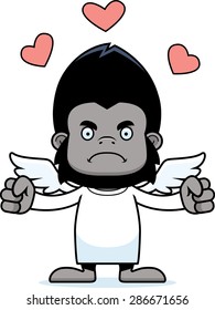 A cartoon cupid gorilla looking angry.