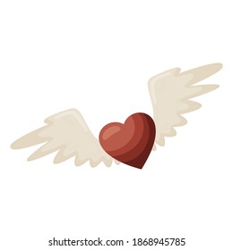 Cartoon cupid heart with wings for Valentines day. Vector illustration
