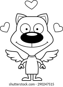 A cartoon cupid kitten smiling.