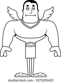 A cartoon cupid looking bored.