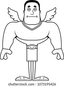 A cartoon cupid looking bored.