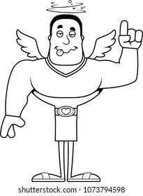 A cartoon cupid looking drunk.
