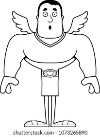 A cartoon cupid looking surprised.