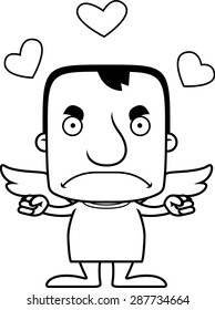 A cartoon cupid man looking angry.
