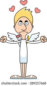 A cartoon cupid man looking angry.