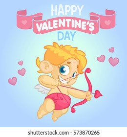 Cartoon cupid mascot. St Valentine's vector postcard or invitation