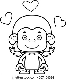 A cartoon cupid monkey smiling.