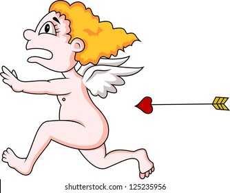 A Cartoon Cupid Running