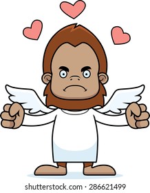 A cartoon cupid sasquatch looking angry.