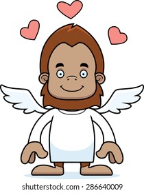 A cartoon cupid sasquatch smiling.