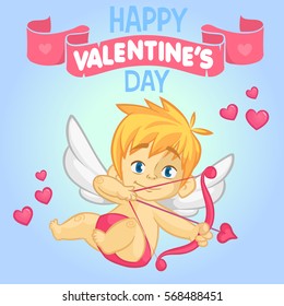 Cartoon cupid. St Valentine's vector postcard or invitation