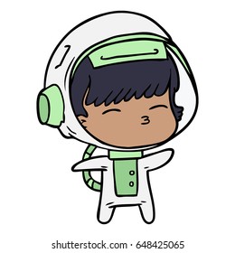 cartoon curious astronaut