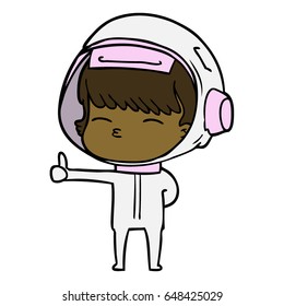 cartoon curious astronaut giving thumbs up