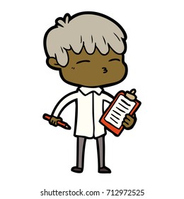 niño curioso de caricatura