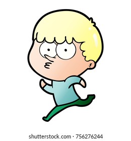 cartoon curious boy running