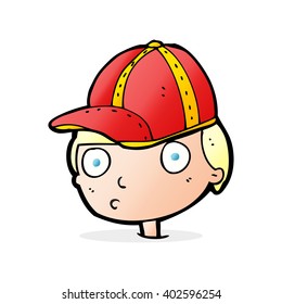 cartoon curious boy wearing cap