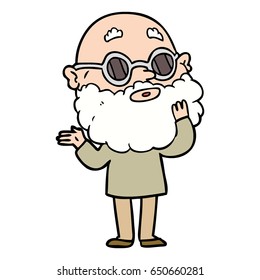 caricatura de un hombre curioso con barba y gafas